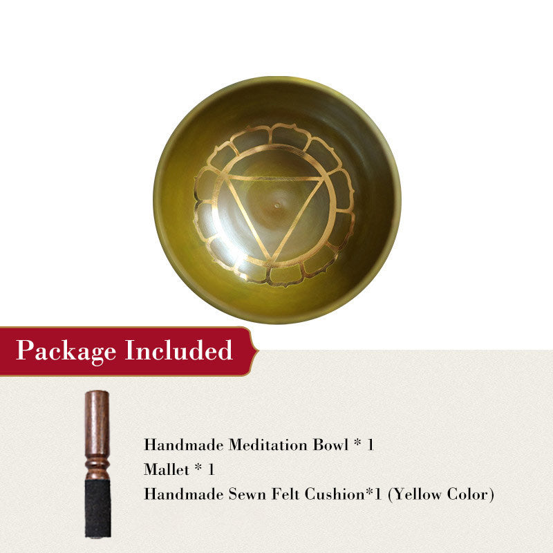 Bol chantant tibétain Buddha Stones fabriqué à la main pour la guérison des chakras et la méditation de pleine conscience - Jaune - 3,15 po (8 cm) - image 5