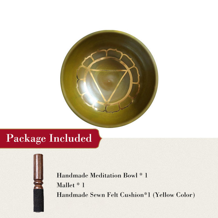 Bol chantant tibétain Buddha Stones fabriqué à la main pour la guérison des chakras et la méditation de pleine conscience - Jaune - 3,15 po (8 cm) - image 5