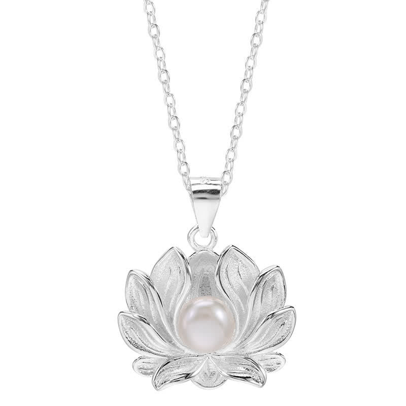 Buddha Stones Argent Sterling 925 Collier Fleur de Lotus Perle Richesse Pendentif - image 10