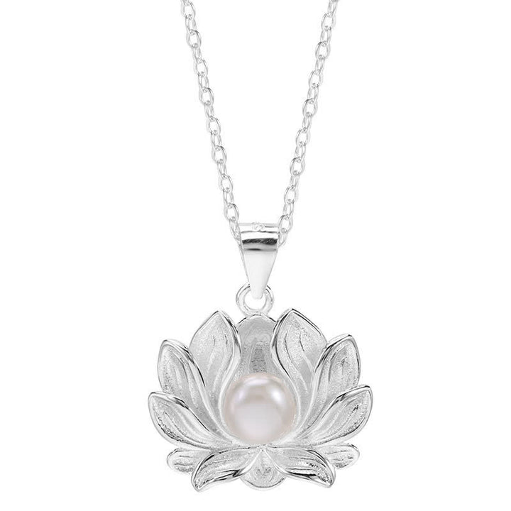 Buddha Stones Argent Sterling 925 Collier Fleur de Lotus Perle Richesse Pendentif - image 10