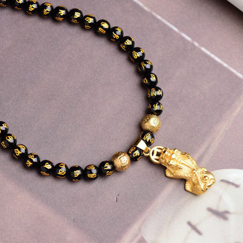 Collier Feng Shui Obsidienne PiXiu Richesse