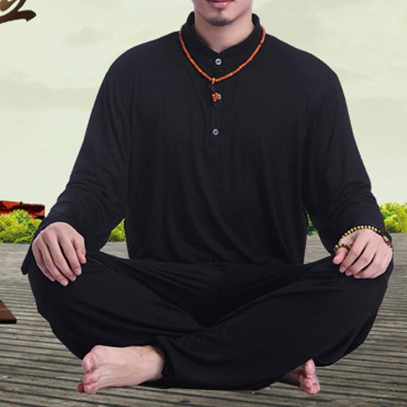 Ensemble de vêtements pour hommes Buddha Stones la méditation, la prière, le yoga, le zen, le tai-chi - Noir - US/UK/AU44，EU54 (3XL) - image 17