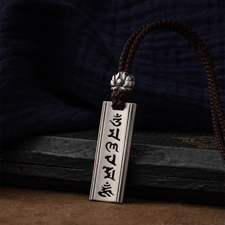 Collier pendentif en argent sterling 999 Buddha Stones et gravure Om Mani Padme Hum en forme de lotus - image 6