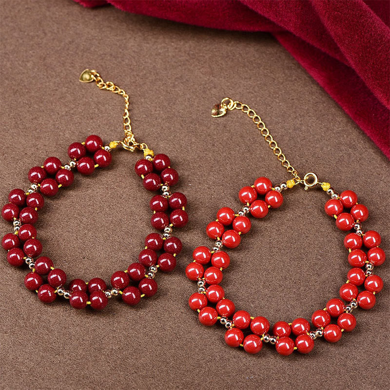 Bracelet de bénédiction en perles de cinabre naturelles de Buddha Stones