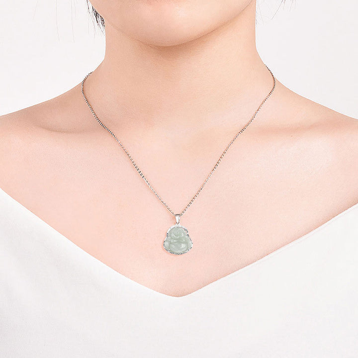 Buddha Stones avec pendentif en argent sterling 925 et jade Bouddha rieur, calme et porte-bonheur - image 3