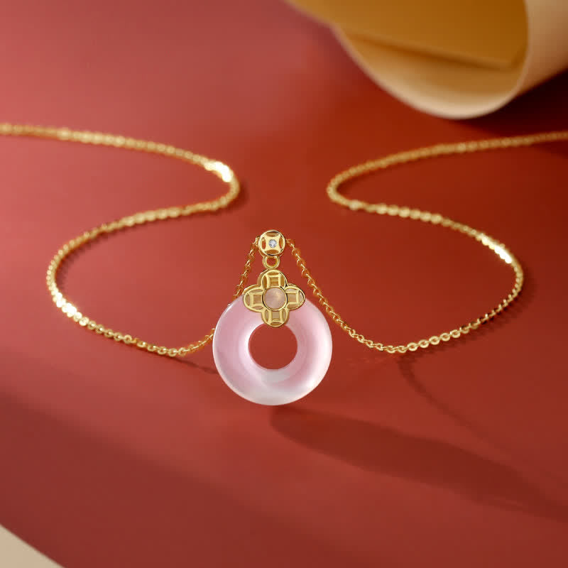 Collier pendentif positif en argent sterling 925 avec boucle de paix et pièce de calcédoine et Buddha Stones - Or - image 0