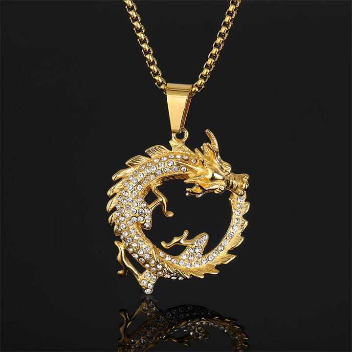 Collier pendentif de réussite avec motif de dragon du zodiaque chinois et Buddha Stones - Dragon (Protection ♥ Succès) - image 1