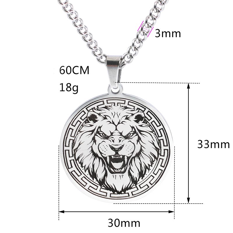 Collier pendentif de protection en acier titane avec Buddha Stones et animaux
