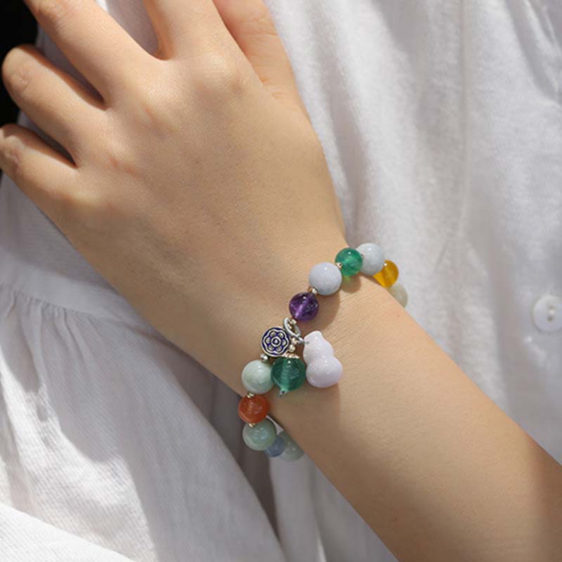 Bracelet porte-bonheur en gourde et jade