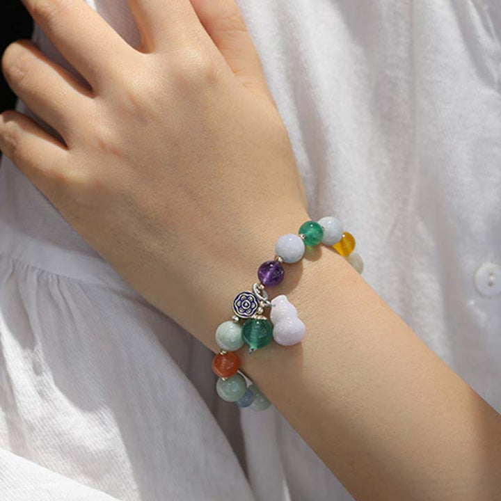 Bracelet porte-bonheur en gourde et jade