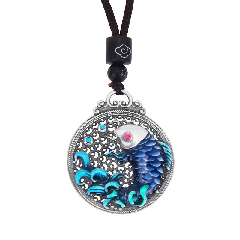 Collier pendentif en argent sterling 999 Buddha Stones et poisson Koi porte-bonheur et prospérité - image 6