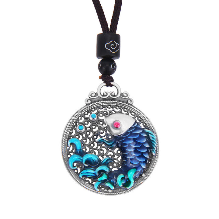Collier pendentif en argent sterling 999 Buddha Stones et poisson Koi porte-bonheur et prospérité - image 6