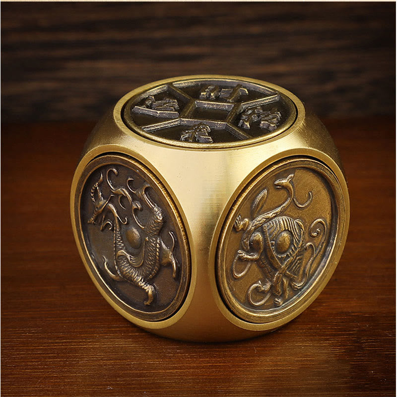 Buddha Stones Quatre Bêtes Feng Shui Yin Yang Bagua Pièce de Cuivre Harmonie Décoration Rotative