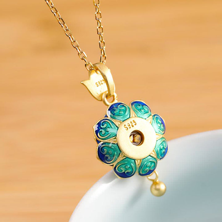 Collier pendentif en argent sterling 925 avec roue de prière en agate rouge du Tibet - image 3