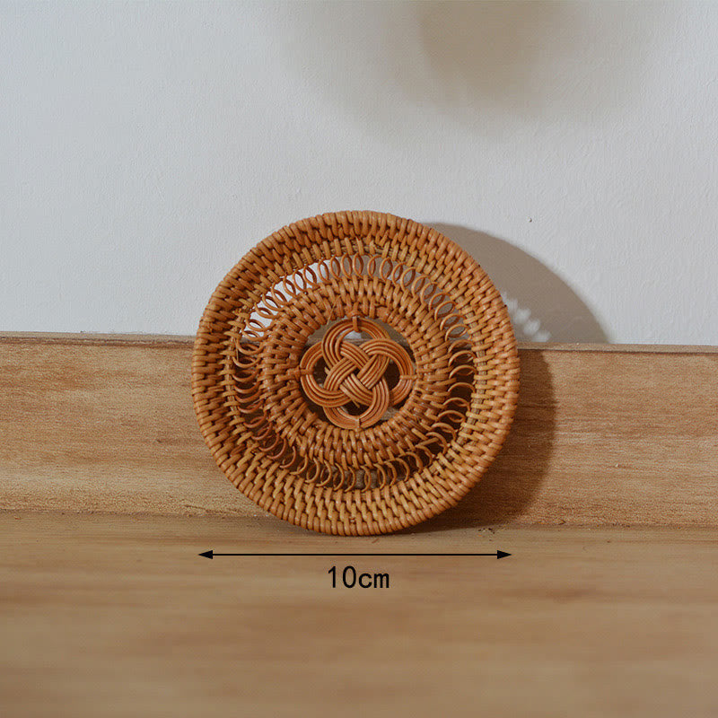 Dessous de verre en rotin à motif de fleurs en céramique - Dessous de verre creux de 10 cm - image 13