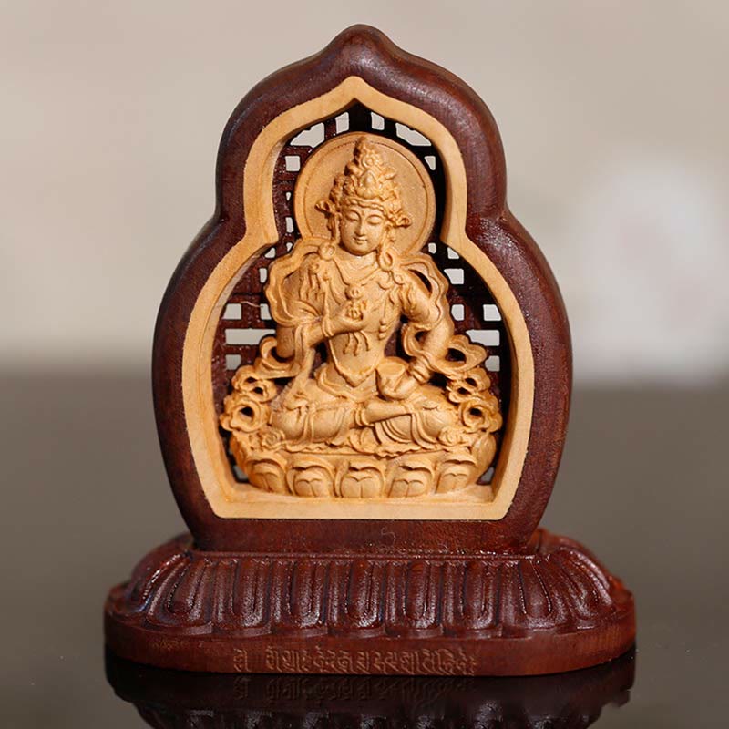 Statue de compassion gravée en bois de Bouddha Vajrasattva, figurine décorative - 7 x 7,5 cm - image 0