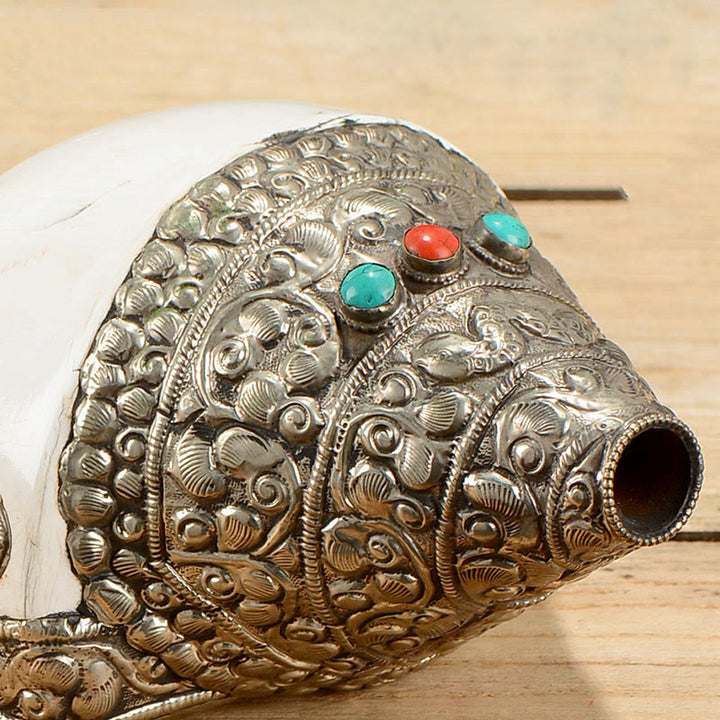 Coquillage de conque tibétain naturel Shankha, décoration porte-bonheur pour la maison - image 15
