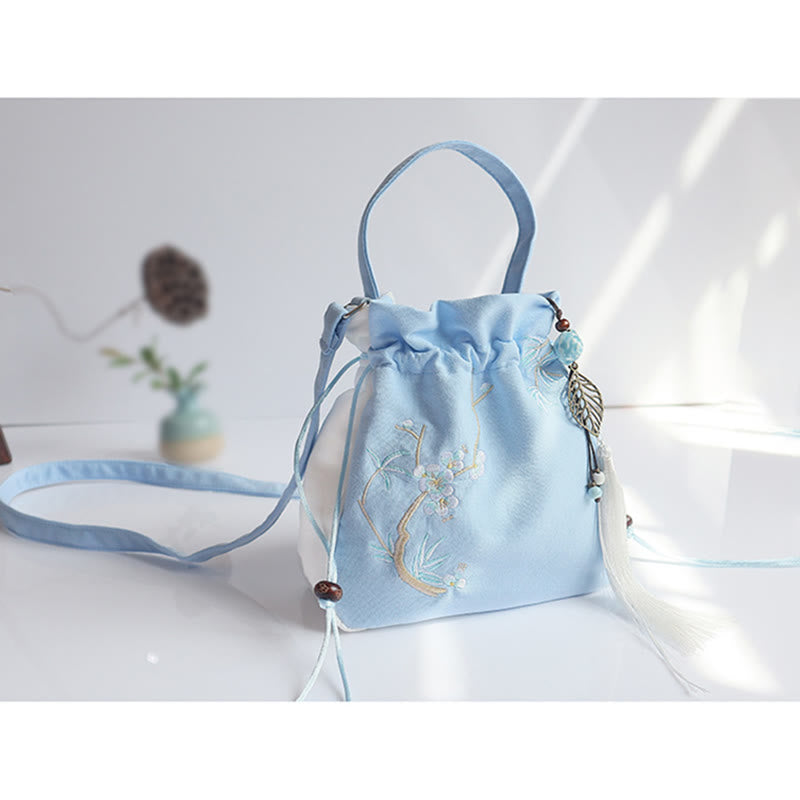 Sac à main en toile brodé à la main avec Buddha Stones et fleurs