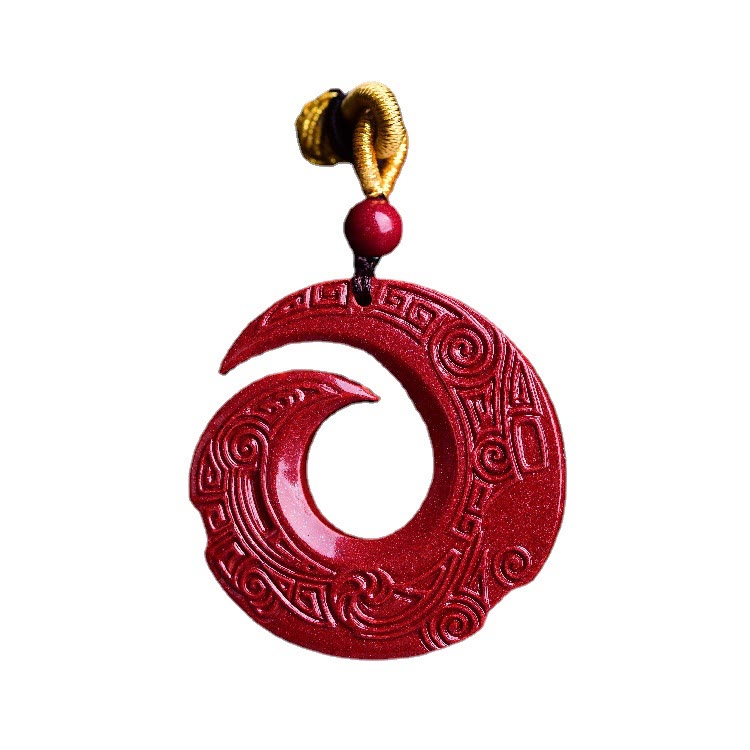 Collier pendentif en cinabre naturel avec pendentif de bénédiction en Buddha Stones pour améliorer la chance