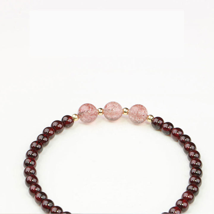 Bracelet calme en quartz fraise et grenat naturel de Buddha Stones - image 10