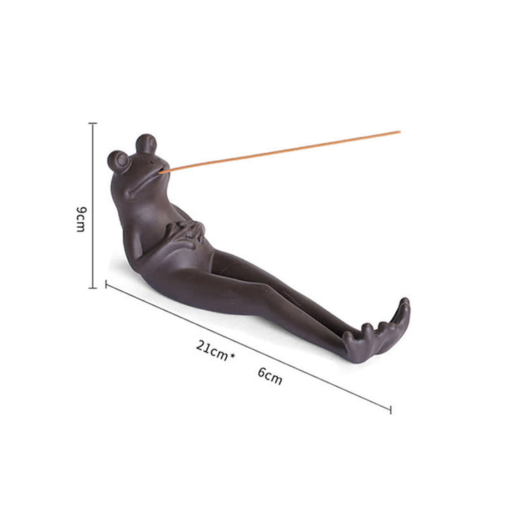 Brûleur d'encens en céramique pour guérison spirituelle en forme de grenouille de méditation