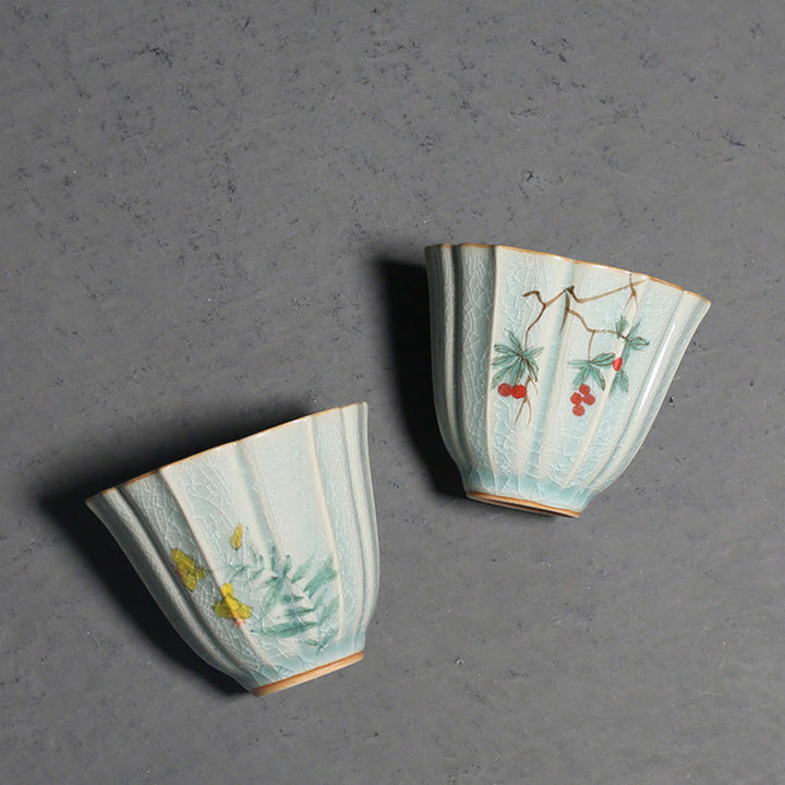 Buddha Stones Néflier du Japon Cornouiller Aubépine Gloire du matin Tasse à thé en céramique Tasse à thé Kung Fu