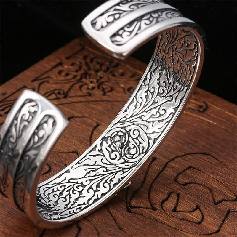 Bracelet de puissance spirituelle gravé Vajra Dorje en argent sterling 925 Buddha Stones