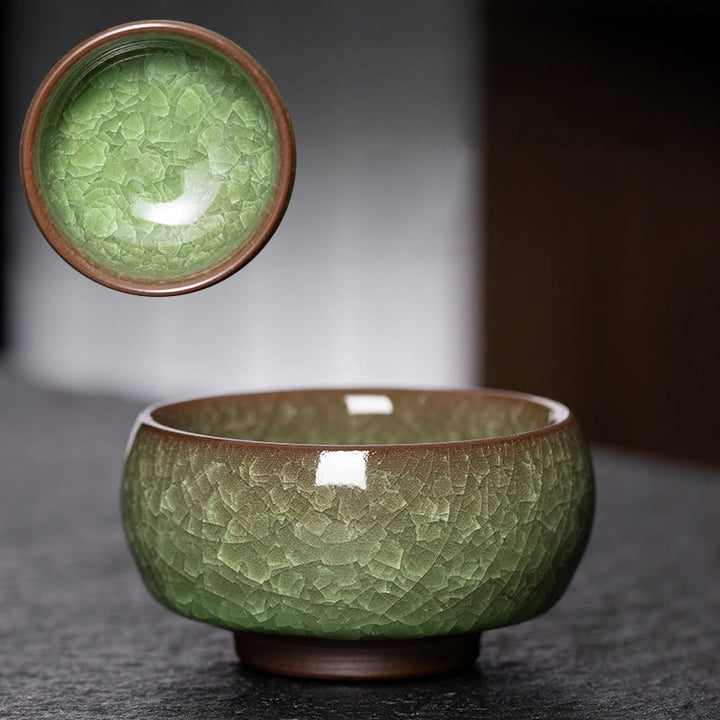 Tasse à thé en porcelaine avec motif de fissures de glace verte chinoise en Buddha Stones , tasse à thé Kung Fu