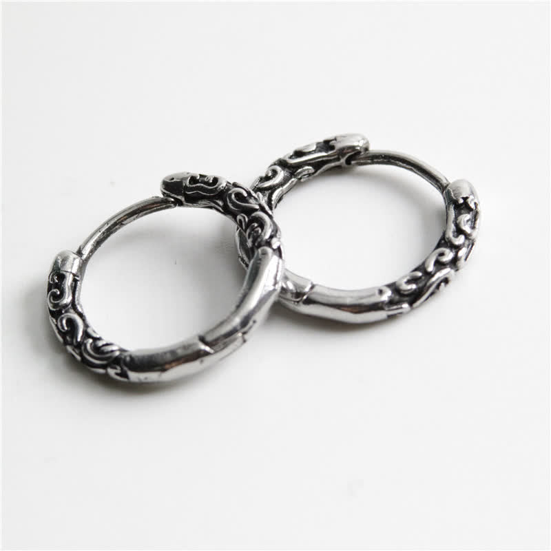 Boucles d'oreilles créoles celtiques vikings Buddha Stones en acier titane