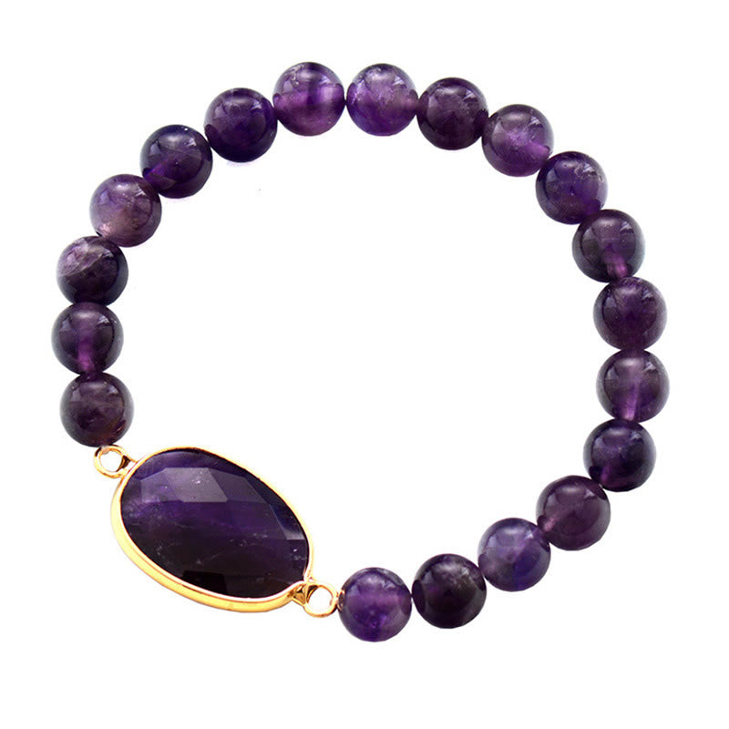 Bracelet en cristal d'améthyste naturelle Buddha Stones à motif marquise