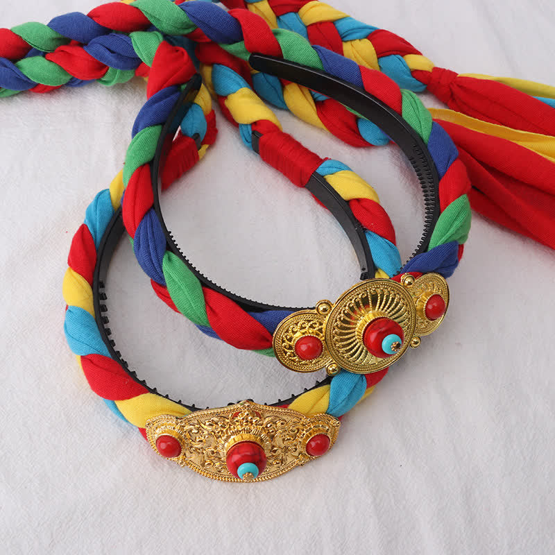Accessoires pour cheveux en perles à pompon colorées tibétaines - image 4