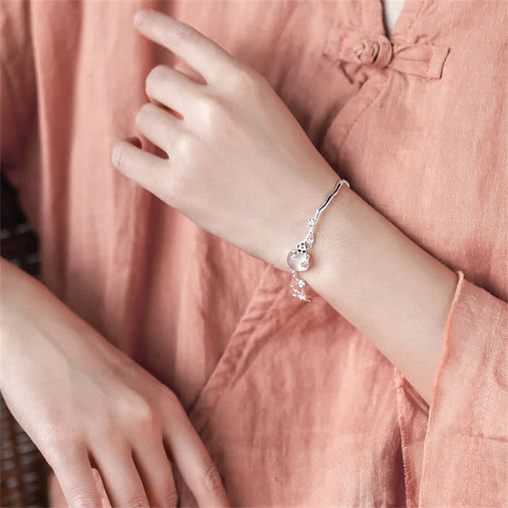 Bracelet positif en calcédoine et fleur de prunier avec Buddha Stones