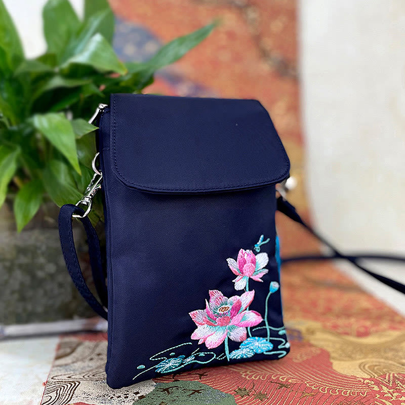 Sac à bandoulière en Buddha Stones imperméable brodé à la main avec fleurs de lotus - image 15