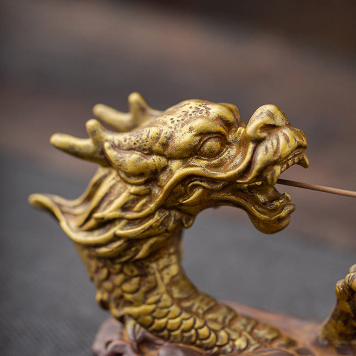 Brûleur d'encens en céramique avec Buddha Stones et protection du dragon