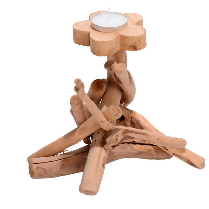 Bougeoir en bois à motif de fleurs et de Buddha Stones pour la décoration de la maison - image 4