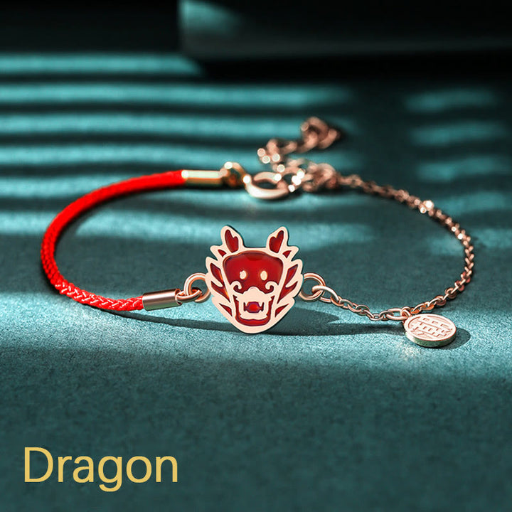 Bracelet chaîne en fil rouge Buddha Stones en argent sterling 925 changeant de couleur, signe du zodiaque chinois, protection de la chance