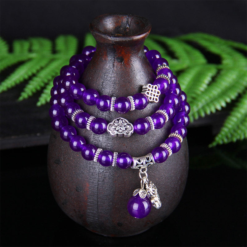 Buddha Stones Le bracelet de richesse Pixiu en améthyste