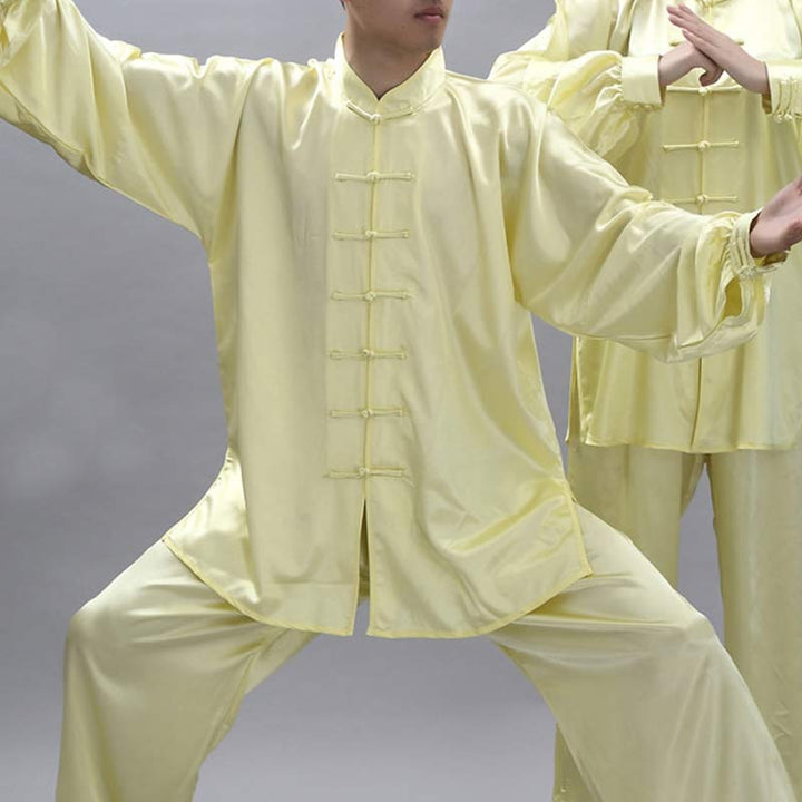 Ensemble de vêtements unisexes à motifs simples avec Buddha Stones pour méditation, prière, spirituel, zen, tai-chi, qigong - Jaune clair - 3XL- Convient aux États-Unis, au Royaume-Uni, en Australie et en UE - 2XL - image 17