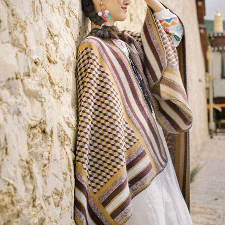 Châle tibétain en Buddha Stones , motif classique, écharpe de voyage confortable et chaude pour l'hiver - image 12