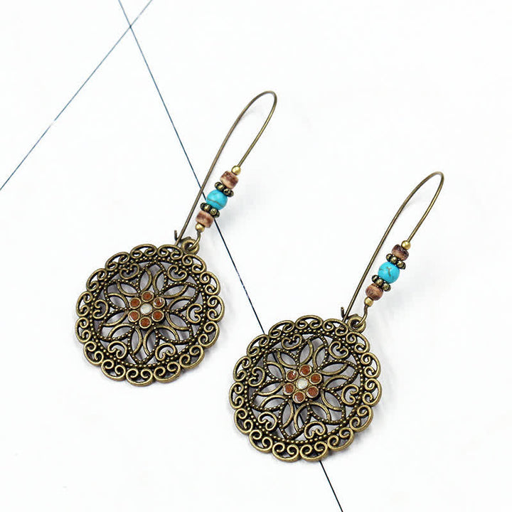 Boucles d'oreilles pendantes porte-bonheur à motif de fleurs rondes
