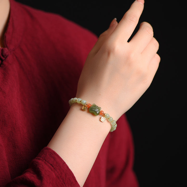 Bracelet d'abondance en jade porte-bonheur du zodiaque chinois