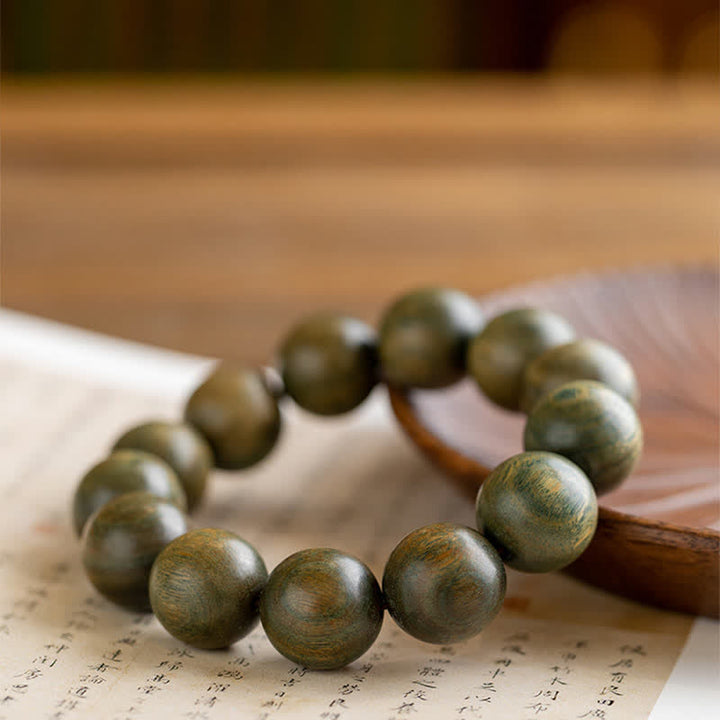 Bracelet Tibétain apaisant en bois de santal vert