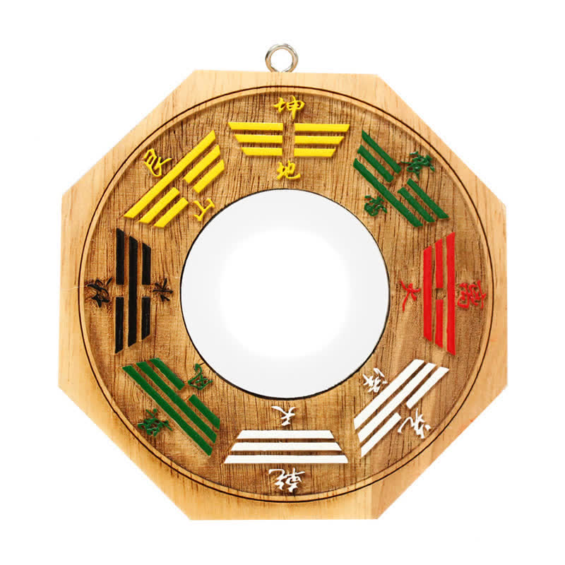 Carte Feng Shui Bagua Miroir de carte d'équilibre énergétique en bois de pêcher