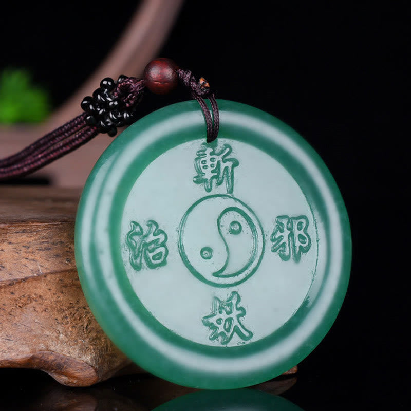 Buddha Stones Collier d'équilibre Yin Yang Pendentif en aventurine verte  - image 2