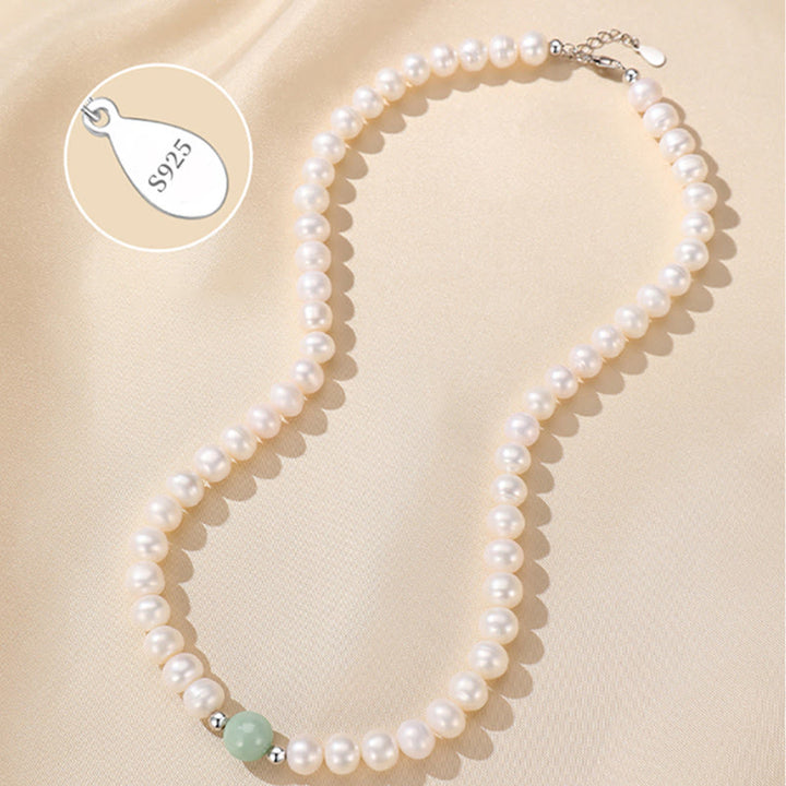 Collier et boucles d'oreilles en argent sterling 925 avec perles naturelles et jade de Buddha Stones avec coffret cadeau