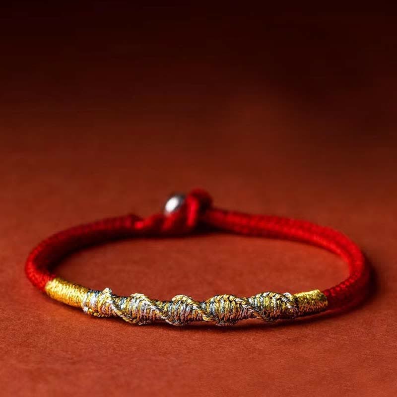 Bracelet tressé en argent sterling 925 avec Buddha Stones et protection en fil rouge