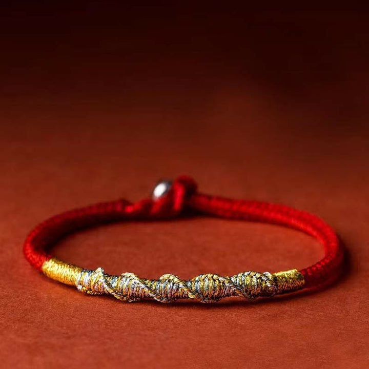 Bracelet tressé en argent sterling 925 avec Buddha Stones et protection en fil rouge