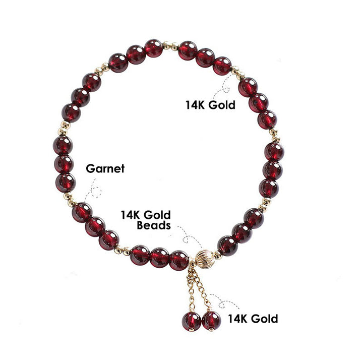 Bracelet Buddha Stones en alliage plaqué or 14 carats et grenat naturel apaisant - image 9