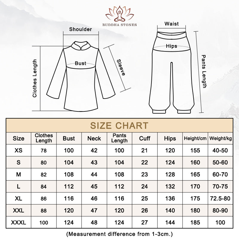 Ensemble de vêtements unisexe avec broderie de fleurs et Buddha Stones pour méditation, prière spirituelle, zen, tai-chi, qigong - image 16