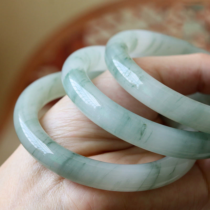 Bracelet jonc en jade naturel Buddha Stones pour la chance et la prospérité